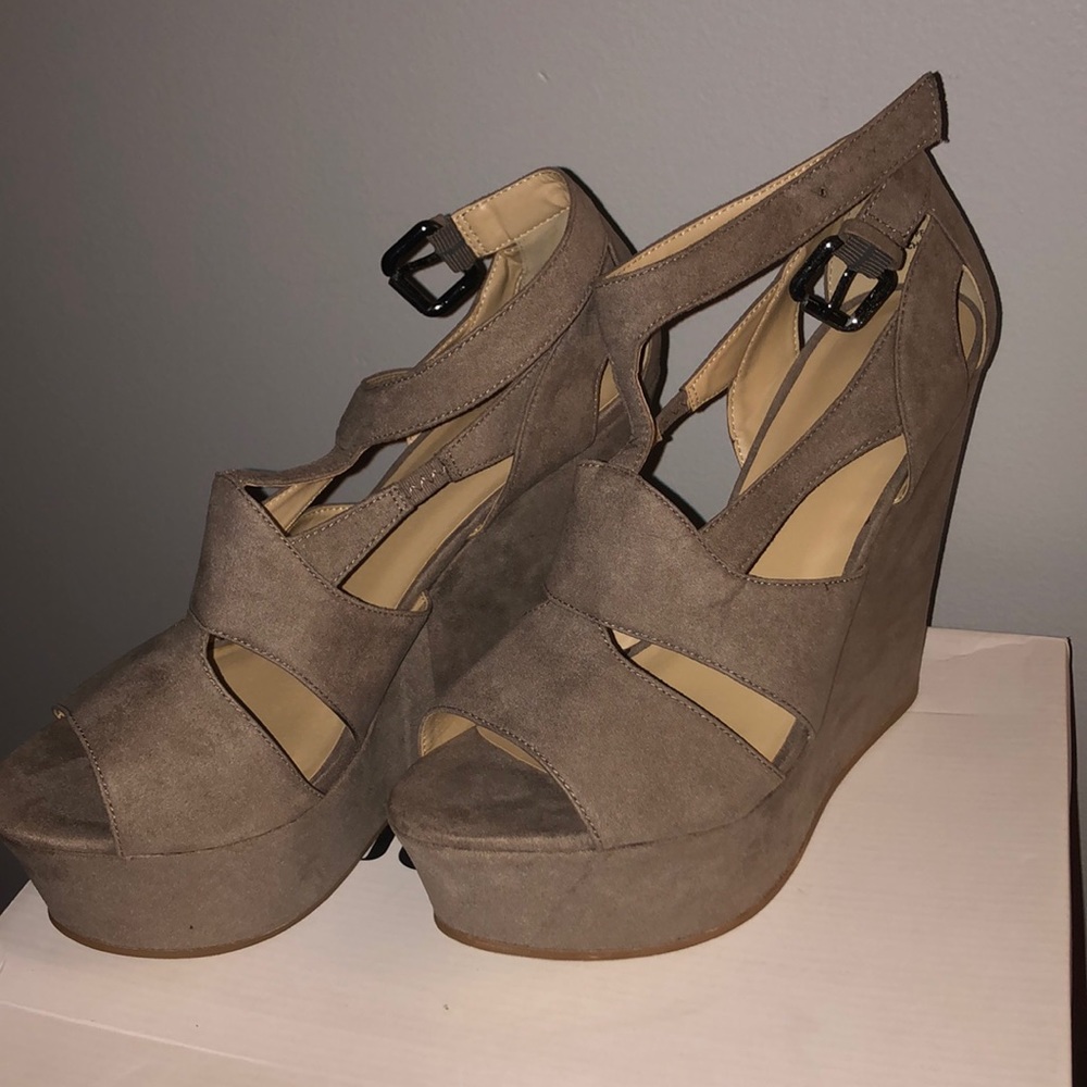 Taupe Wedge Sandals